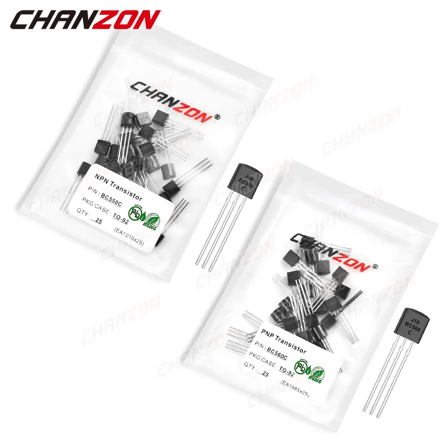 Kit de transistors bipolaires à jonction NPN PNP, 50 pièces (25 pièces BC550C + 25 pièces BC560C) TO-92, tubes Triode BJT, DIY, BC550 BC560
