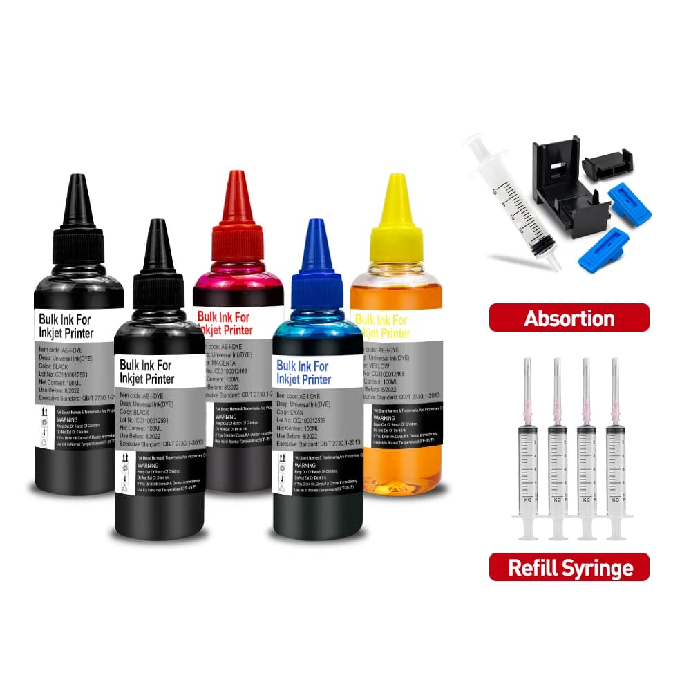 InkGarden – encre à colorant universelle CISS, pour imprimante à jet d'encre HP Canon Epson Brothers série 301 305 302 303 304, cartouche Ecotank 104
