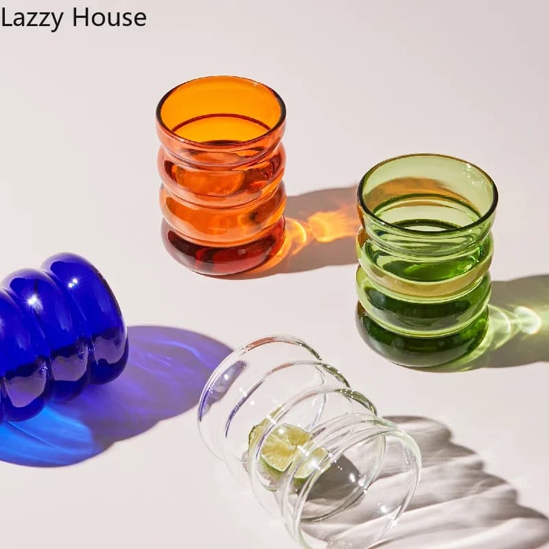 Tasse en verre créative, gobelet résistant à la chaleur, verres à thé, jus, lait, café, verres d'eau pour la maison, tasse ondulée 250ml