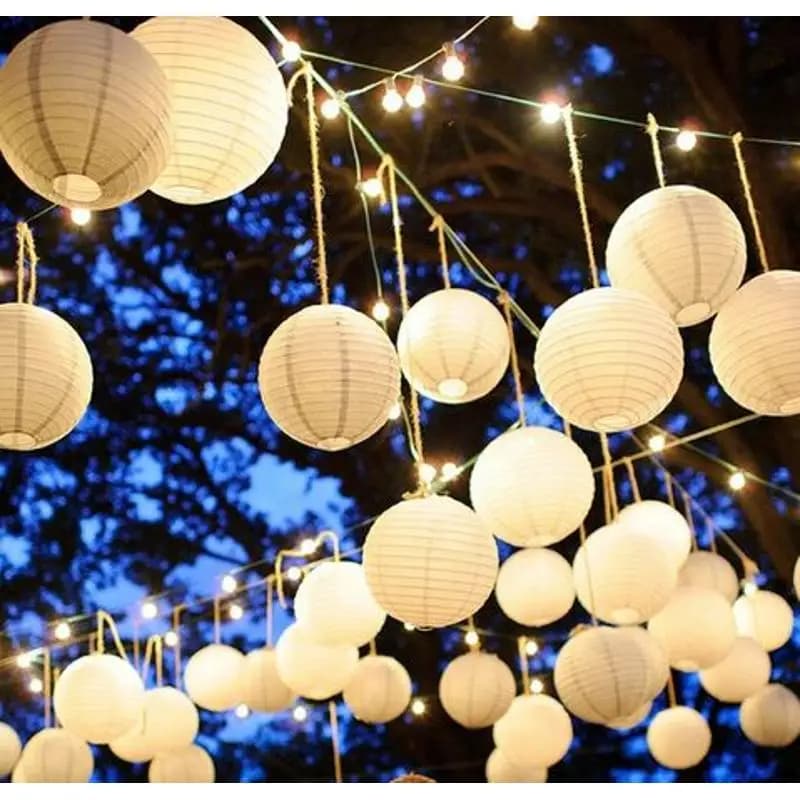 Lanternes rondes chinoises en papier, 10 pièces, pour fête de mariage, décoration suspendue à la maison, lampes, boules de papier