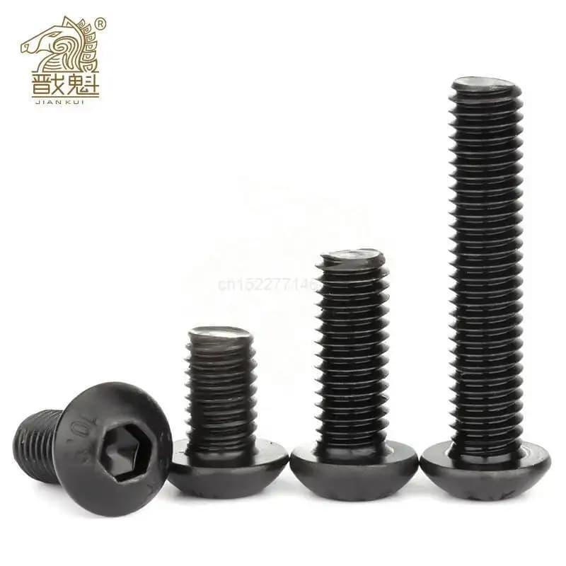 10-50 pcs/lot ISO7380 vis hexagonale M2 M2.5 M3 M4 M5 M6 M8 tête de bouton noir vis à six pans creux vis à tête ronde