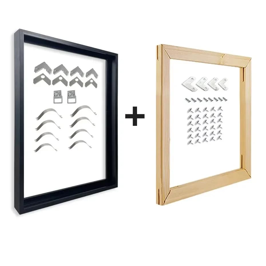 Cadre de peinture en métal et toile, décoration murale moderne, combinaison d'alliage d'aluminium et de cadre intérieur en bois