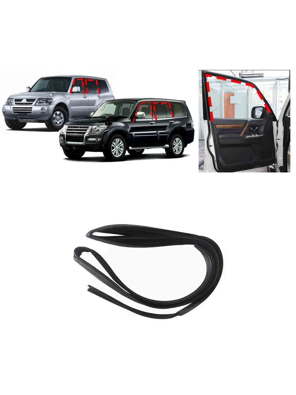 1 pièces 5 portes verre Runchannel caoutchouc pour Pajero V90 5705A219 bande d'étanchéité pour Montero V70 fenêtre protecteur Rubbber pour Shogun