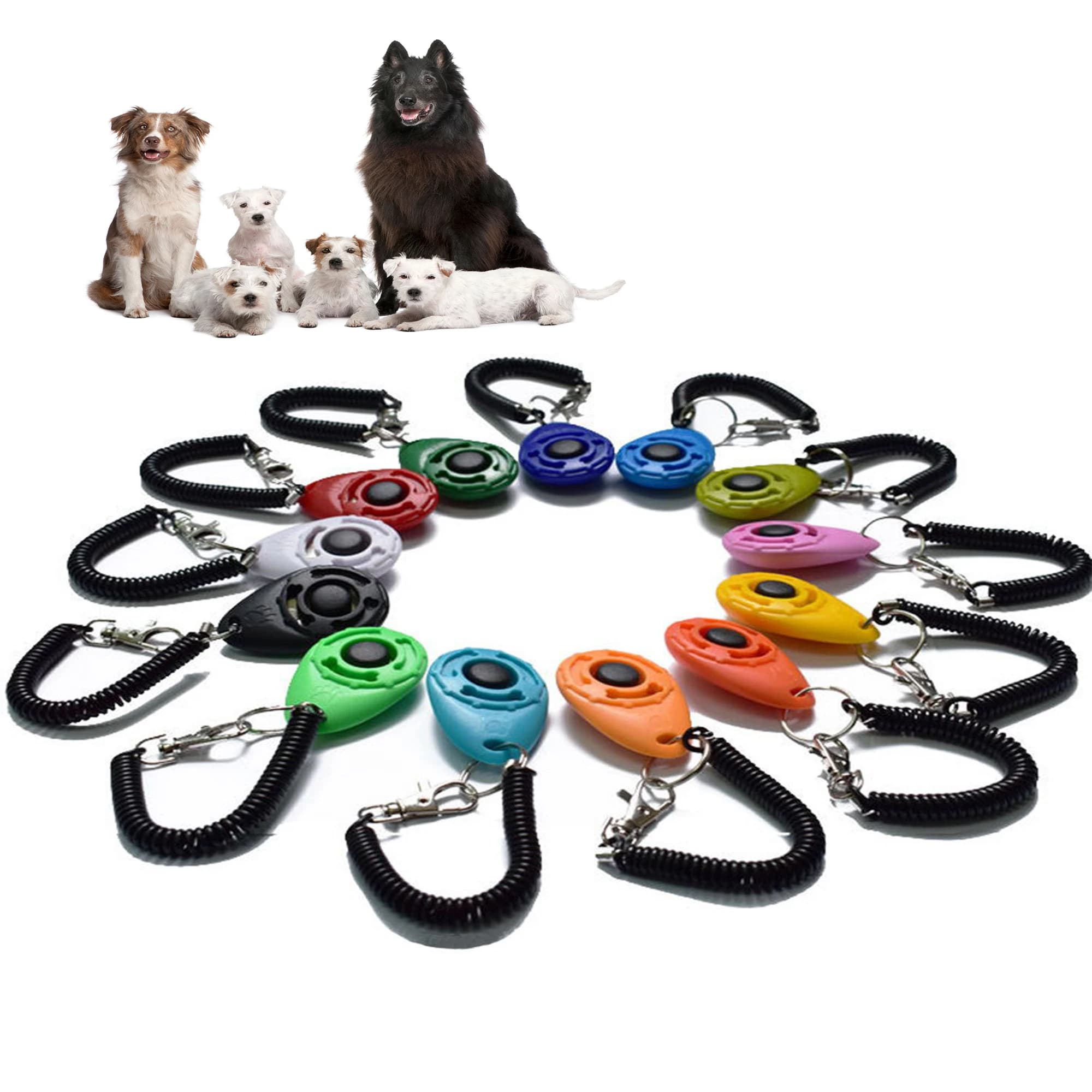 Clicker d'entraînement pour chiens et chats, en plastique, nouveaux chiens, outils d'aide à l'entraînement, dragonne réglable, porte-clés sonore, fournitures pour chiens