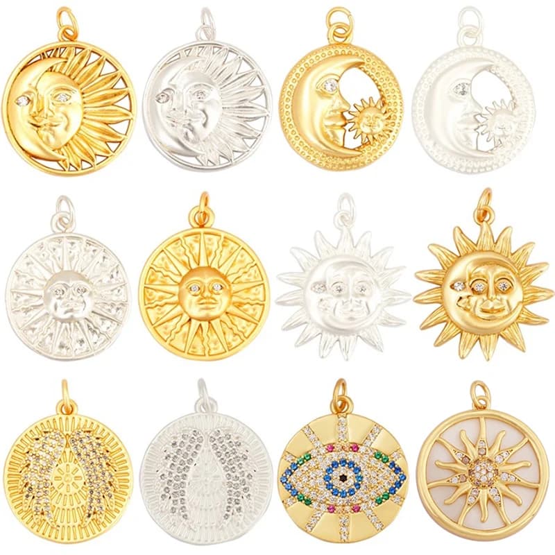 Apollo-Pendentif en Forme de Pièce de Monnaie, Lune, Œil Maléfique, Polymère, Plaqué Or 18K, Bijoux Artisanaux, Collier, Fournitures en Gros, L13