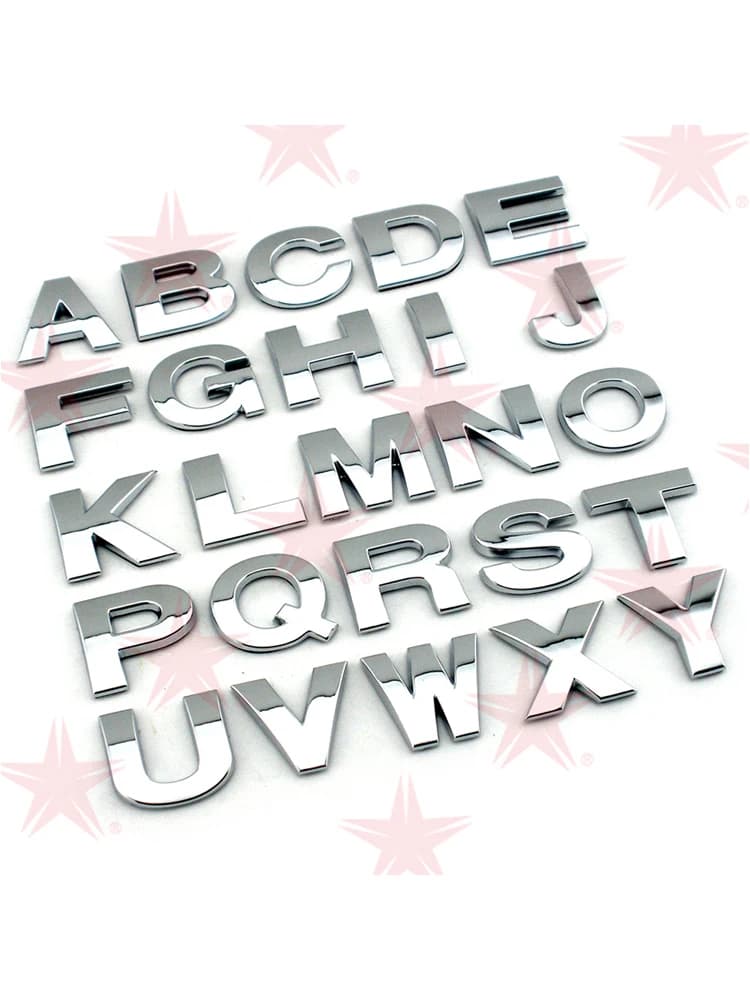 Autocollant de voiture Alphabet auto-adhésif en plastique 3d chromé, 25mm de haut, signe automatique, accessoires de décoration de voiture