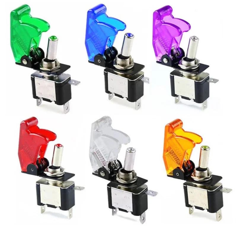 Auto voiture bateau camion illuminé Led interrupteur à bascule 12V20A avec avion de sécurité rabattable couverture garde rouge bleu vert jaune blanc