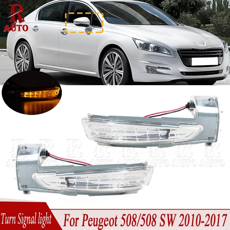 R-Auto LED rétroviseur clignotant lampe latérale style de voiture pour Peugeot 508/508 SW 2010 2011-2015 2016 2017 6325J5 6325J4