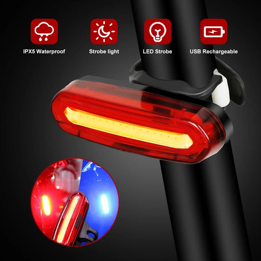 Feu arrière de vélo vtt, voyant de sécurité avant/arrière à LED, Rechargeable par USB, pour casque de vélo