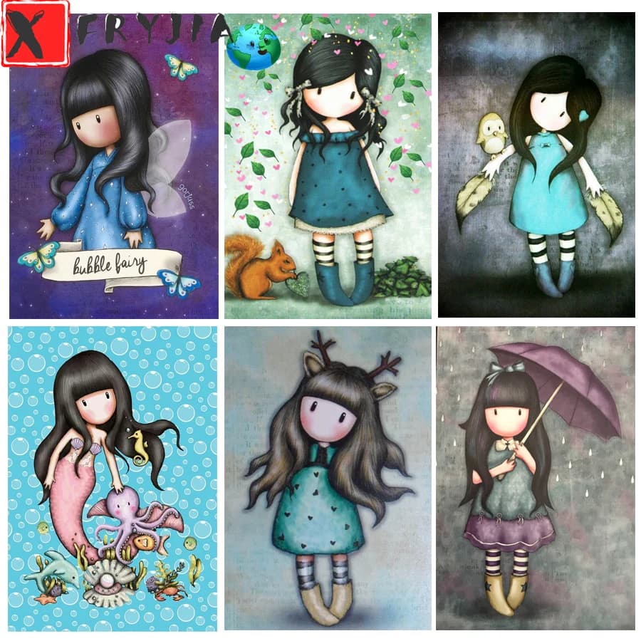 Peinture diamant thème dessin animé fille, broderie complète 5d, perles carrées ou rondes, points de croix, strass, mosaïque, cadeau pour enfants