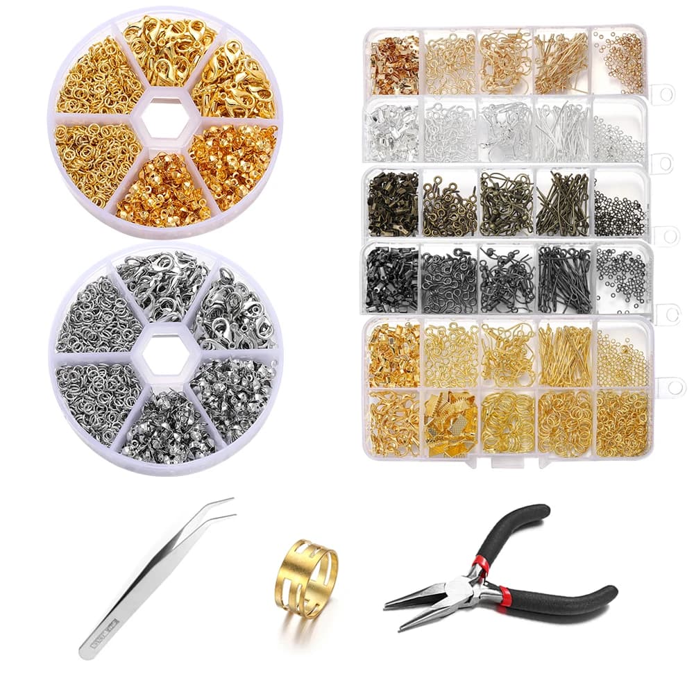 Accessoires en alliage, ensemble de résultats de bijoux, outils de réparation, fermoir à homard, anneaux de saut ouverts, crochets de boucles d'oreilles pour bricolage, fournitures de fabrication de