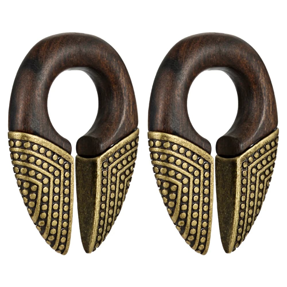 KUYOUTH-Extenseurs de poids d'oreille en bois et bronze, bijoux de corps, jauges de boucle d'oreille, civières, 2 pièces