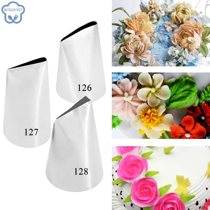 Accessoires de cuisine, buses de pâtisserie, pointes de glaçage Rose, 3 pièces # 126 # 127 # 128 buses en acier inoxydable définit des outils de décoration de gâteaux
