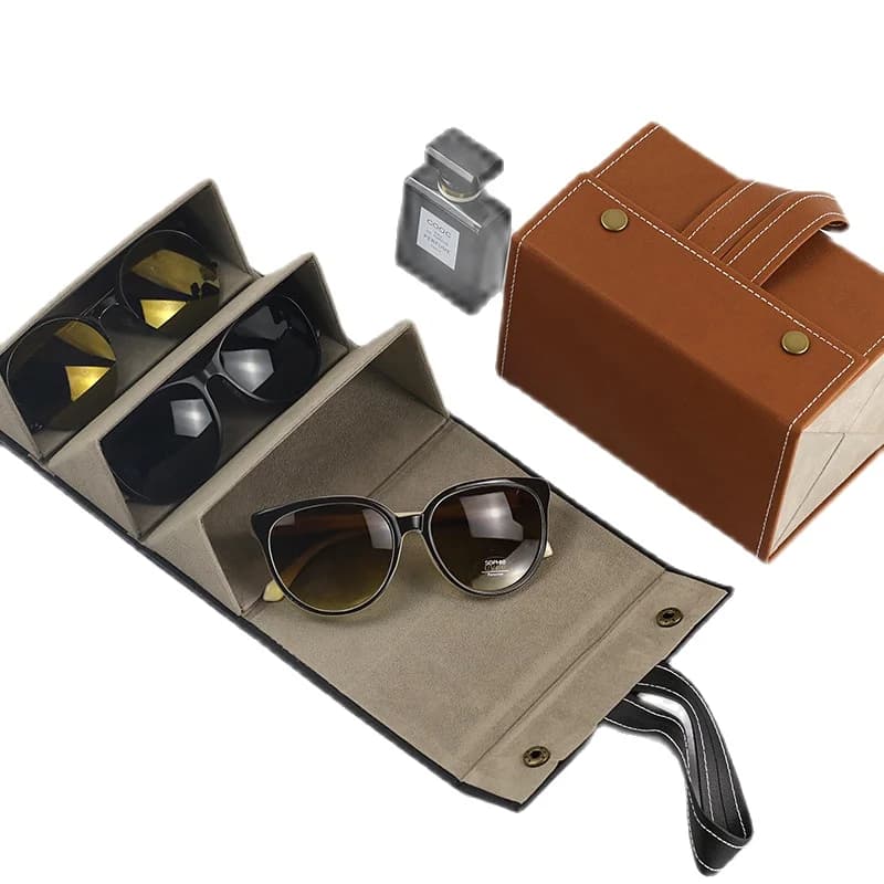Étui de rangement en cuir PU pour lunettes, 2/3/4/5/6 paires, boîte de rangement pour lunettes de soleil LL @ 17