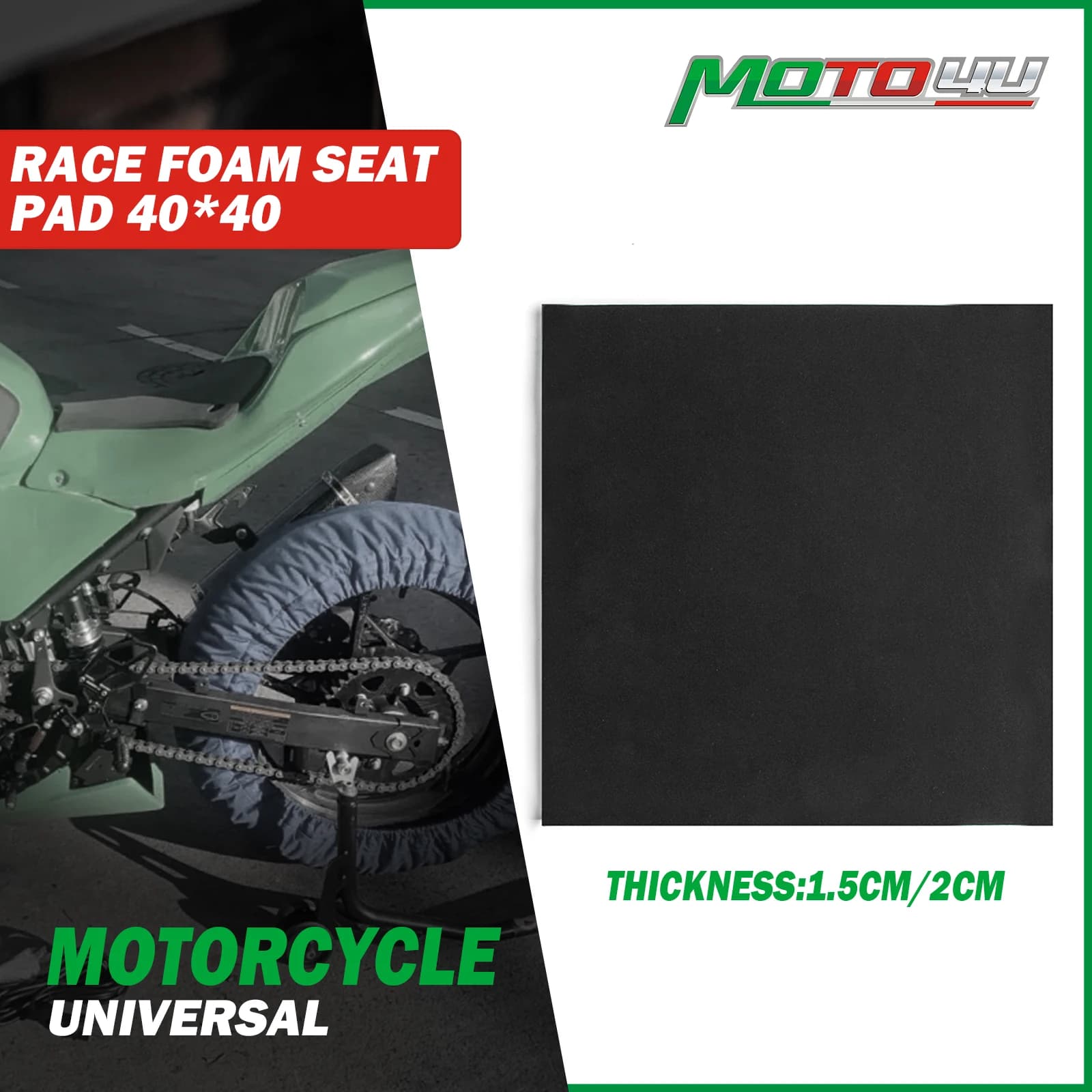 40X40CM nouveau siège de moto universel en mousse carénage de course sièges carrés coussin adhésif pièces de course coupe libre