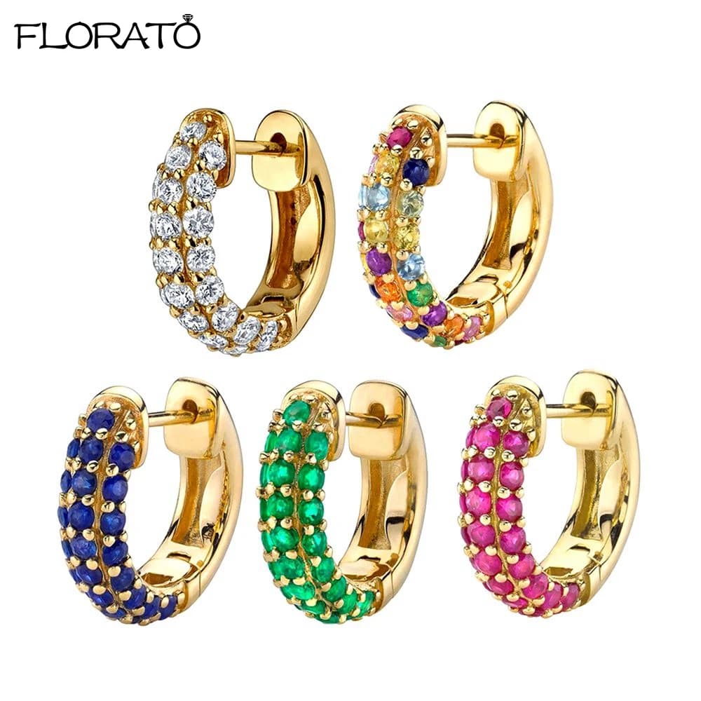 Boucles d'oreilles créoles en argent regardé 925 pour femmes, boucles d'oreilles piercing cercle, bijoux en cristal pavé, cadeaux de fête, luxe, CZ