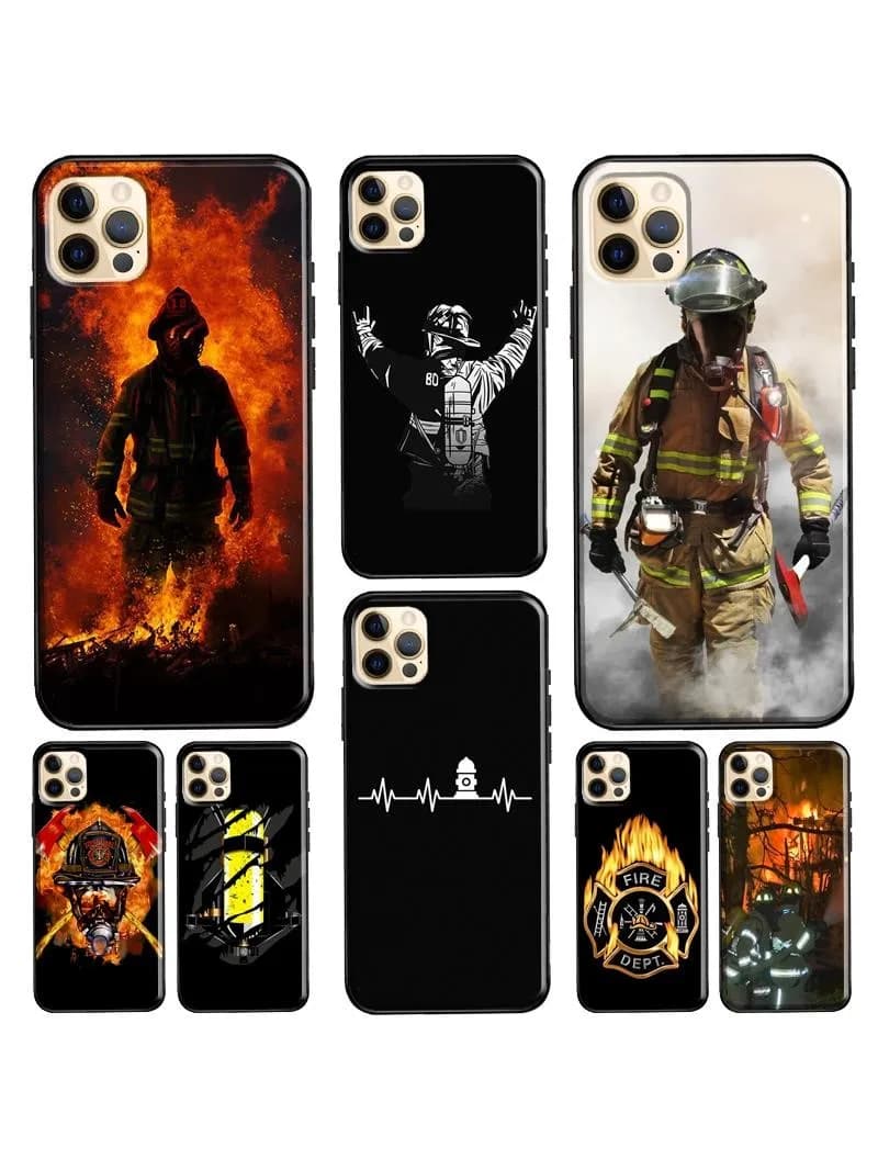 Coque de téléphone pompier pour iPhone, Mini coque arrière, 13, 11, 14, 12 Pro Max, 7, 8 Plus, X Poly, XS Max, SE 2020