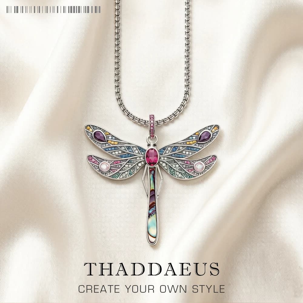 Pendentif libellule coloré, chaîne à maillons, collier d'été, flambant neuf, bijoux fins européens, cadeau en argent Sterling 925 pour femmes