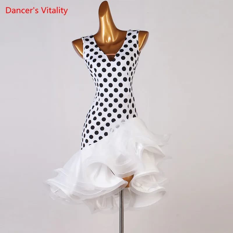 Robe de brevLatine à Col en V pour Femme et Enfant, Jupe à Point Ondulé, Vêtement de Performance Élégant, Personnalisé, Compétition Professionnelle