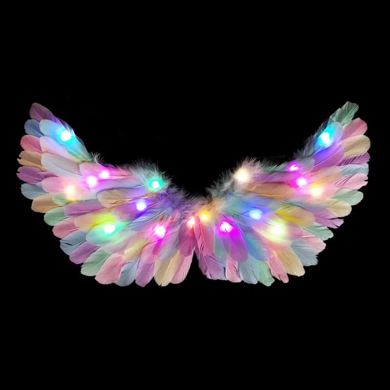 Costumes d'ailes de plumes d'ange à lumière LED pour adultes et enfants, rose et blanc, mur de spectacle, cadeau de fête d'anniversaire, festival de mariage d'Halloween
