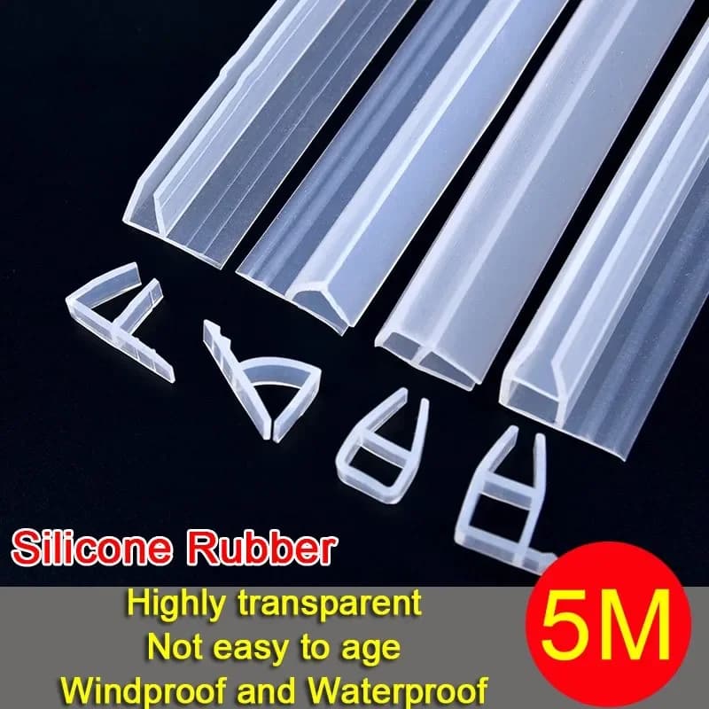 Bancs de fenêtre en caoutchouc de silicone pour panneau acoustique de salle de douche, bande coupe-froid de porte en forme d'angle F U H, 6mm, 8mm, 10mm, 12mm, 5m