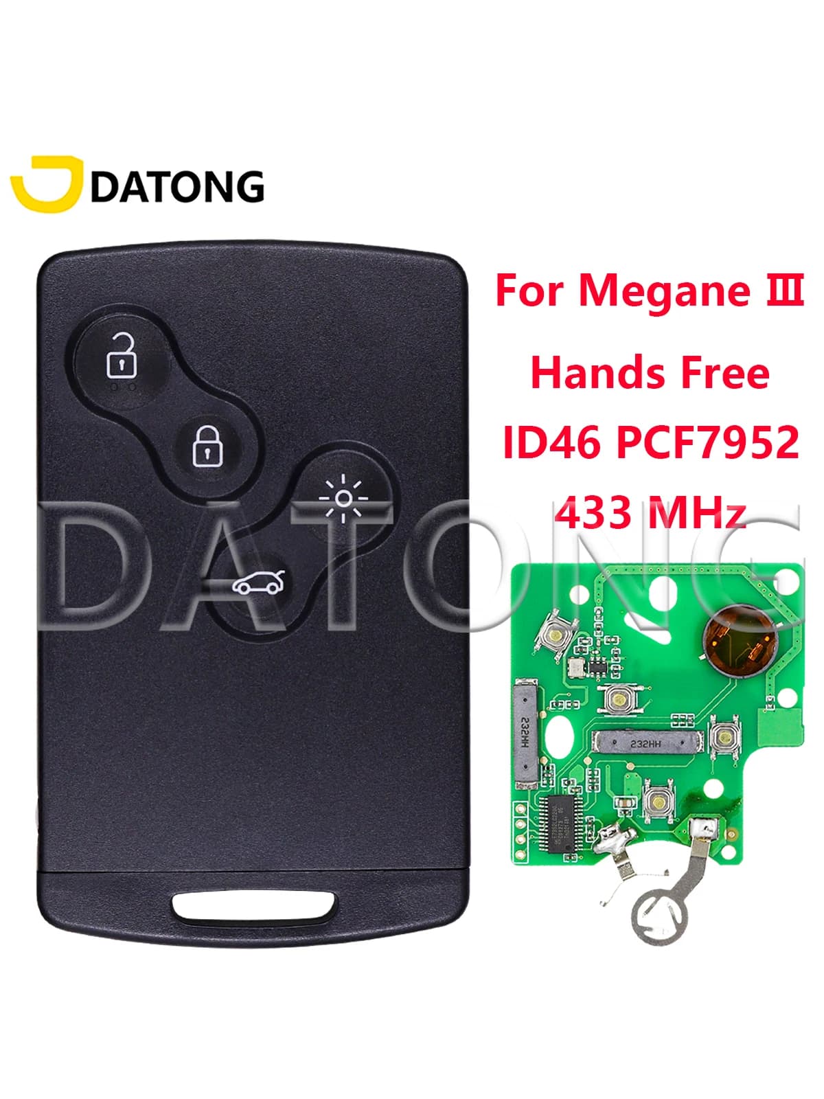 Datong World clé de télécommande de voiture pour Renault Megane3 Fluence Scenic Laguna 3 Koleos Clio PCF7952 carte mains libres de remplacement