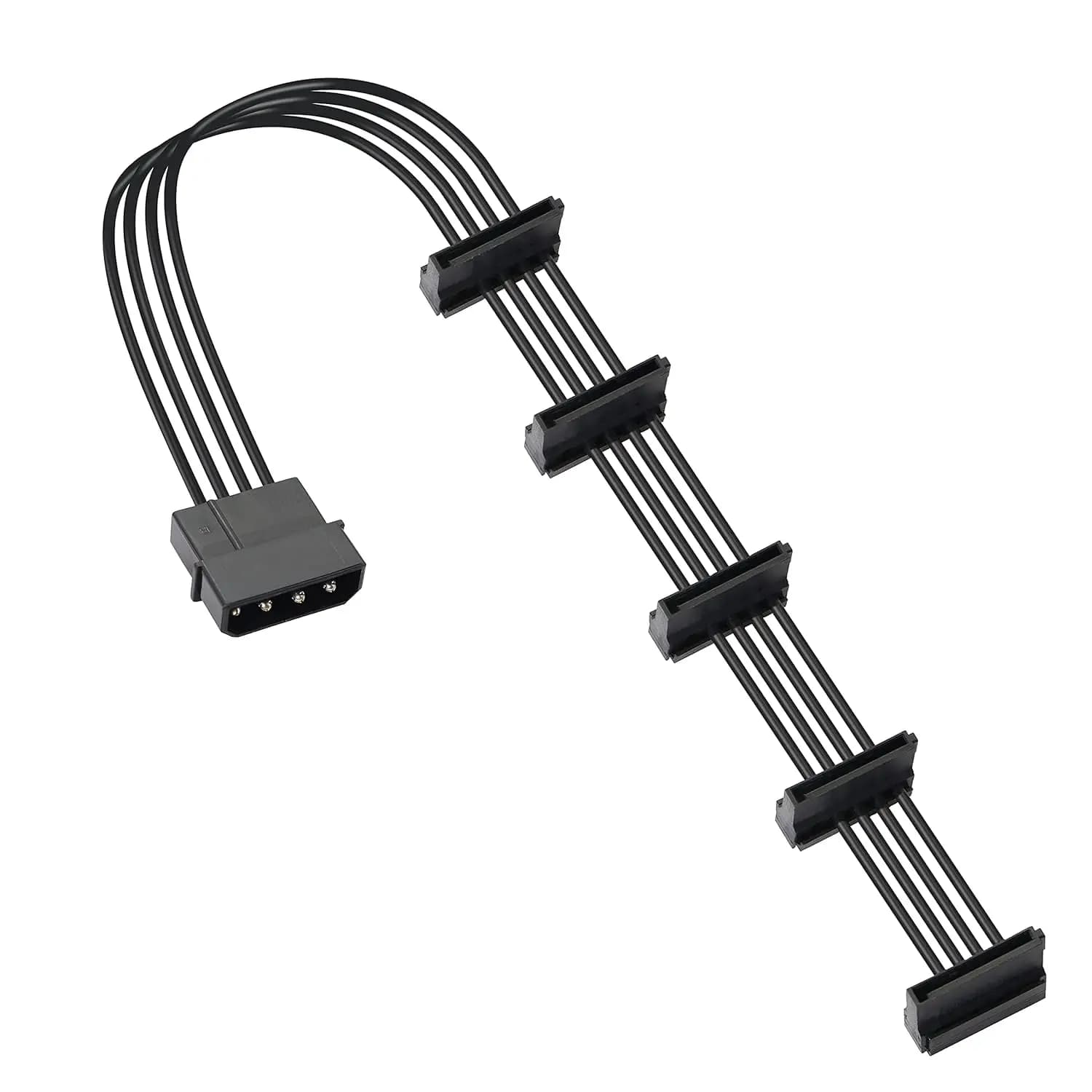 Câble adaptateur répartiteur d'alimentation SATA 1 vers 5 IDE Molex 4 broches pour serveur PC, 1 pièce, haute qualité, pratique et durable, 18AWG, noir, 40cm