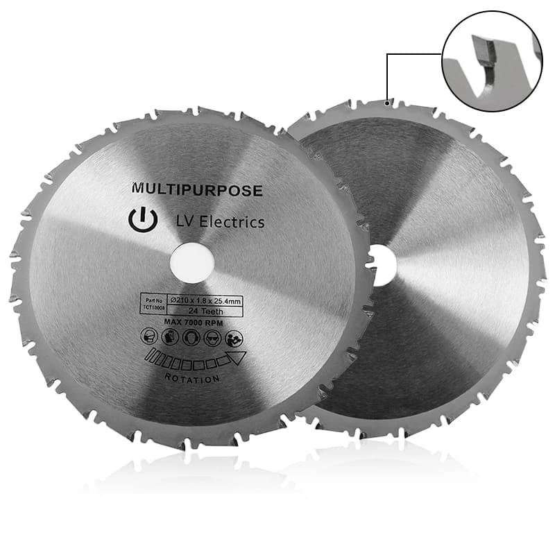 Lame de scie circulaire en carbure 24T, 210 × 25.4mm, lame de scie multifonction pour couper le métal, le bois et les plastiques