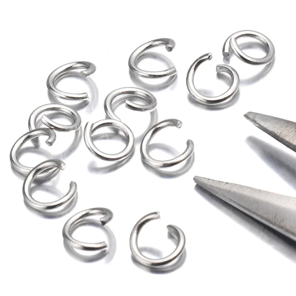 Lot de 200 anneaux ouverts simples en acier inoxydable de 3/4/5/6/7/8/10 mm, apprêts de bijouterie DIY et anneaux fendus pour la fabrication de bijoux