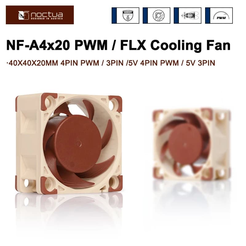 Noctua NF-A4x20 40mm CPU Refroidisseur Ventilateur 12V 5V PWM/FLX CPU Ventilateur de refroidissement châssis religions Remplacer le boîtier
