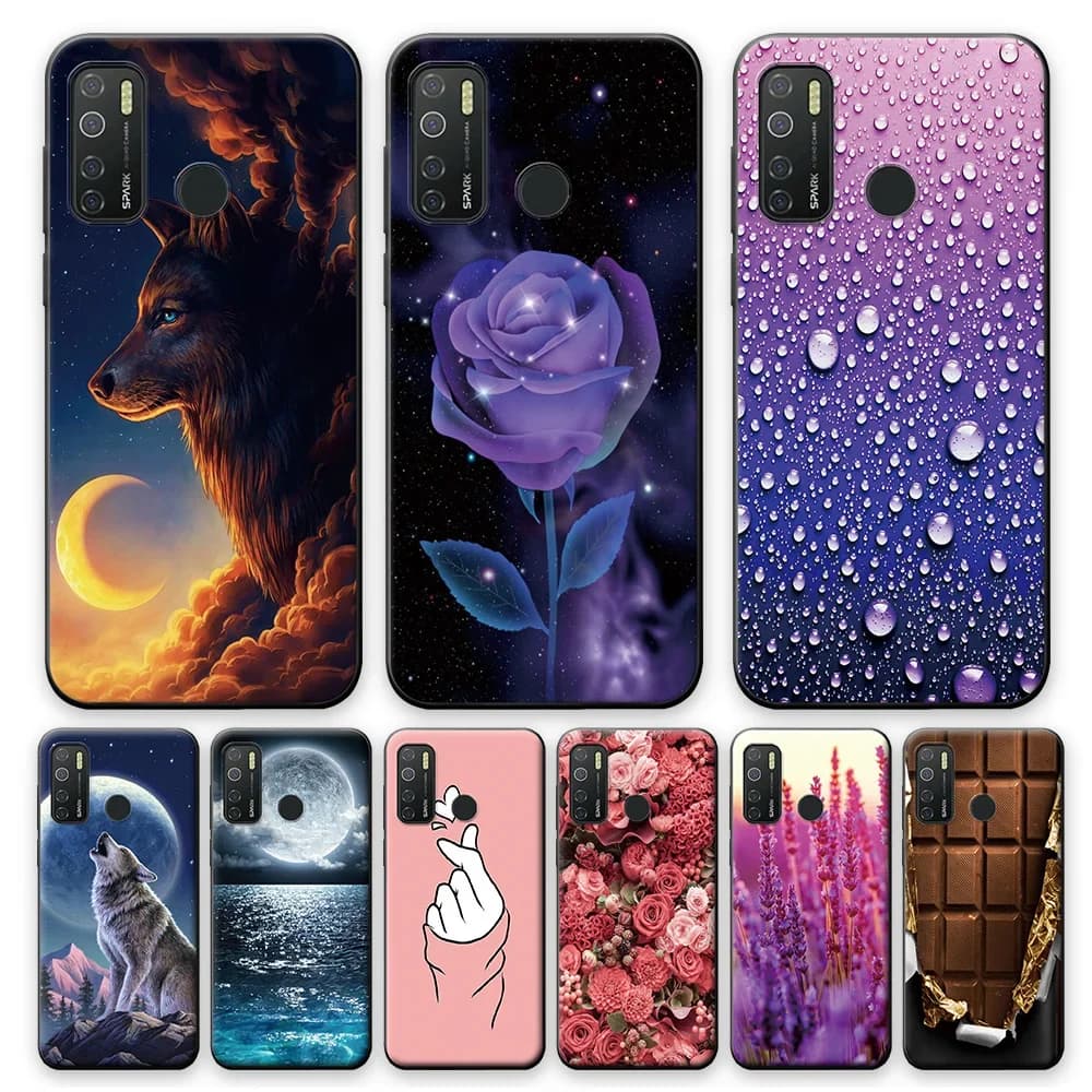 Coque de téléphone en silicone souple, belle coque de pare-chocs, couverture arrière en TPU, patch no Camon 15