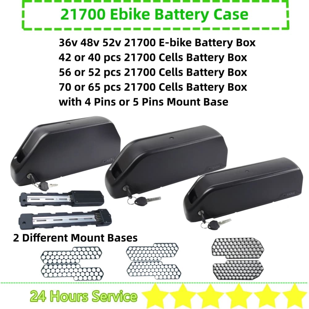 40 42 52 56 65 70 21700 cellules boîtier de batterie de vélo électrique 36V 48V 52V rétention Polly Down Tube dauphin boîtier de batterie avec support