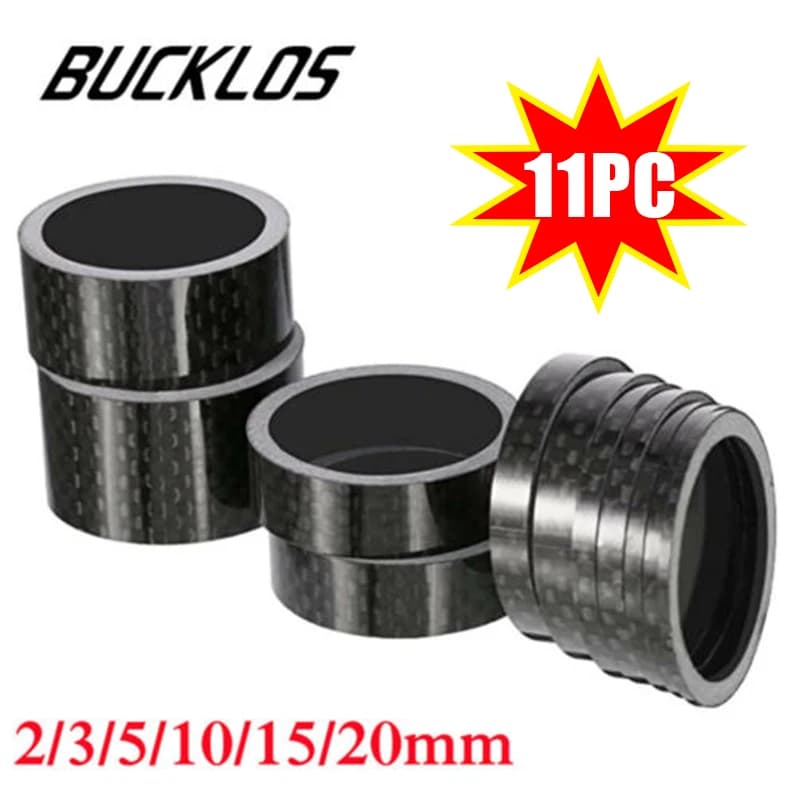 Rondelle de tige de vélo en Fiber de carbone, ensemble de 11 pièces, 1-1/8 pouces, entretoise 28.6mm, fourche avant vtt 3/5/10/15/20mm, accessoires de vélo de route