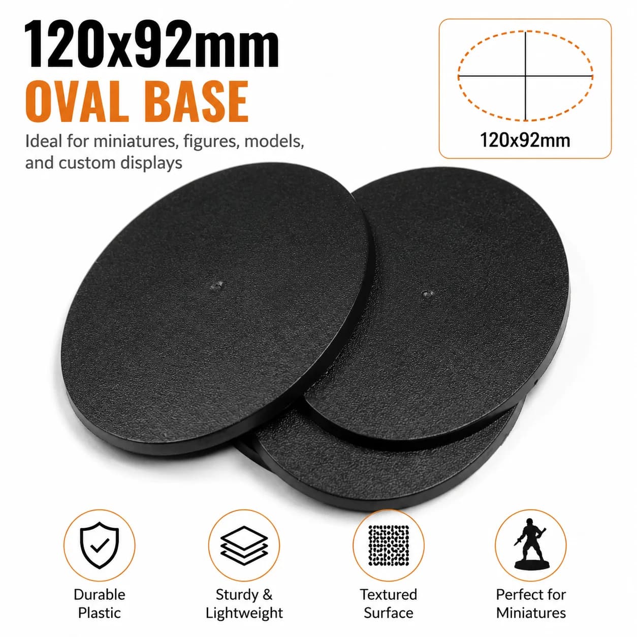 Bases ovales 120x92mm, modèle de bases en plastique pour jeux
