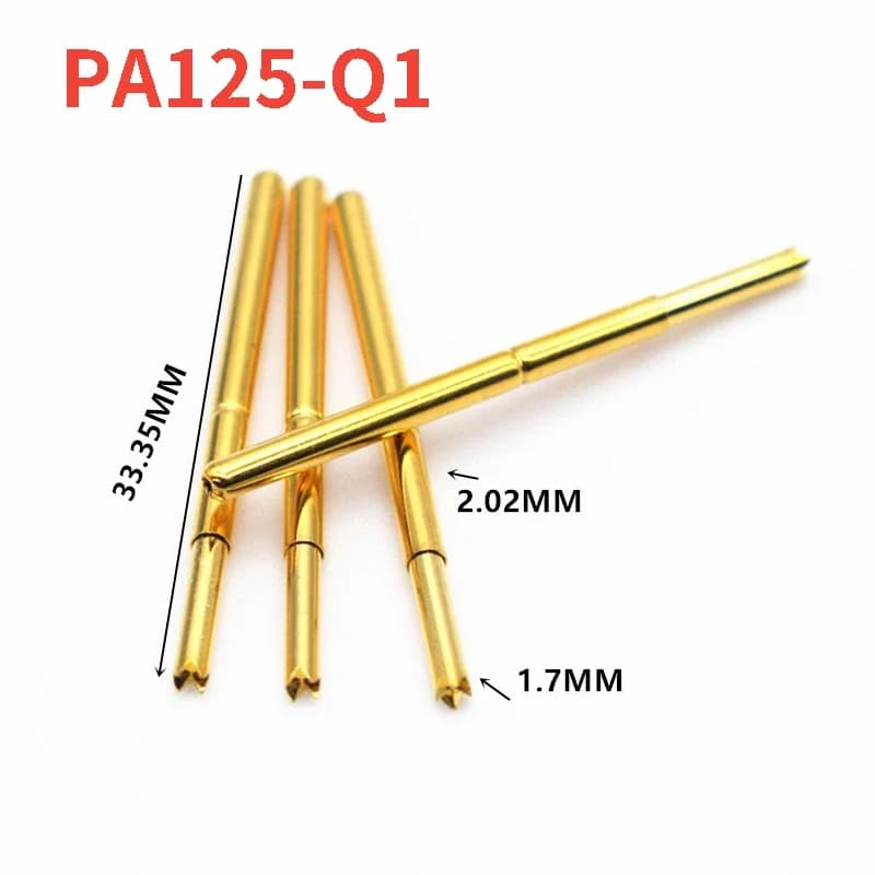 100 pièces plaqué or PA125-Q1 quatre mâchoires tête de fleur de prunier en laiton test illac illac tube 2.02mm longueur 33.35mm ressort test broche