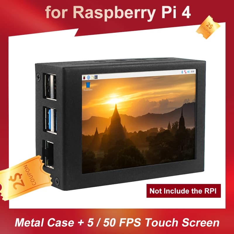 Moniteur à écran tactile Raspberry Pi, coque en aluminium pour Raspberry Pi Model B, boîtier en métal, écran 3.5 ", 5, 50 FPS, 480x320 pixels