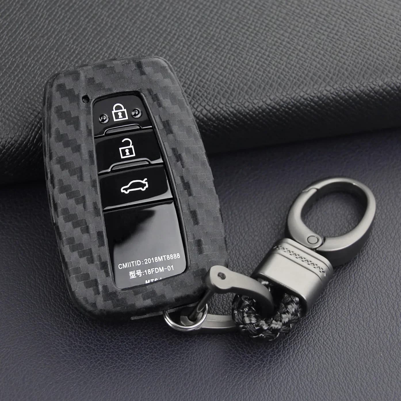 Étui de protection pour clé de voiture intelligente en fibre de carbone, porte-clés pour Toyota Camry C-HR Prius GT 86 RAV4 Avalon Corolla Highlander