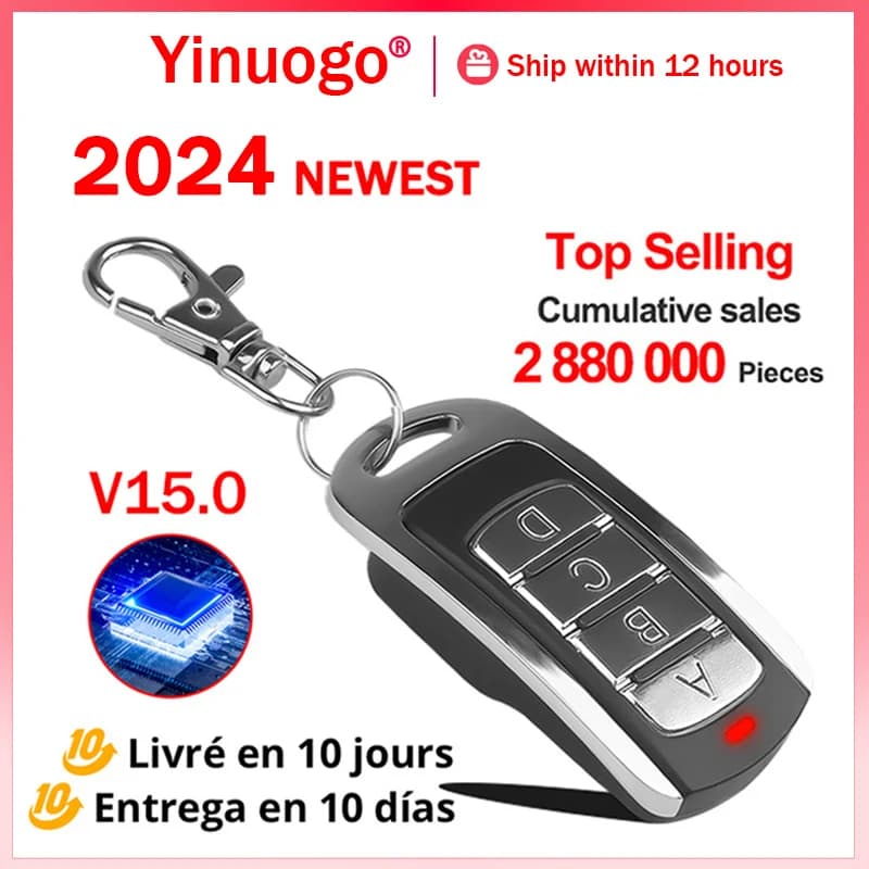 telecommande portail 287-868mhz telecommande universelle porte garage clone télécommande garage AVIDSEN NOVOFERM BENINCA CARDIN BERNER HORMANN ECOSTAR V2 CAME MHOUSE SOMMER V15.0 télécommande portail