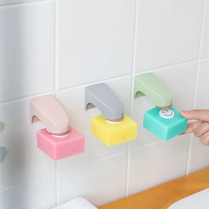 Porte-savon mural en acier inoxydable, 1 pièce, porte-savon magnétique créatif sans poinçon, Gadget de salle de bain pratique