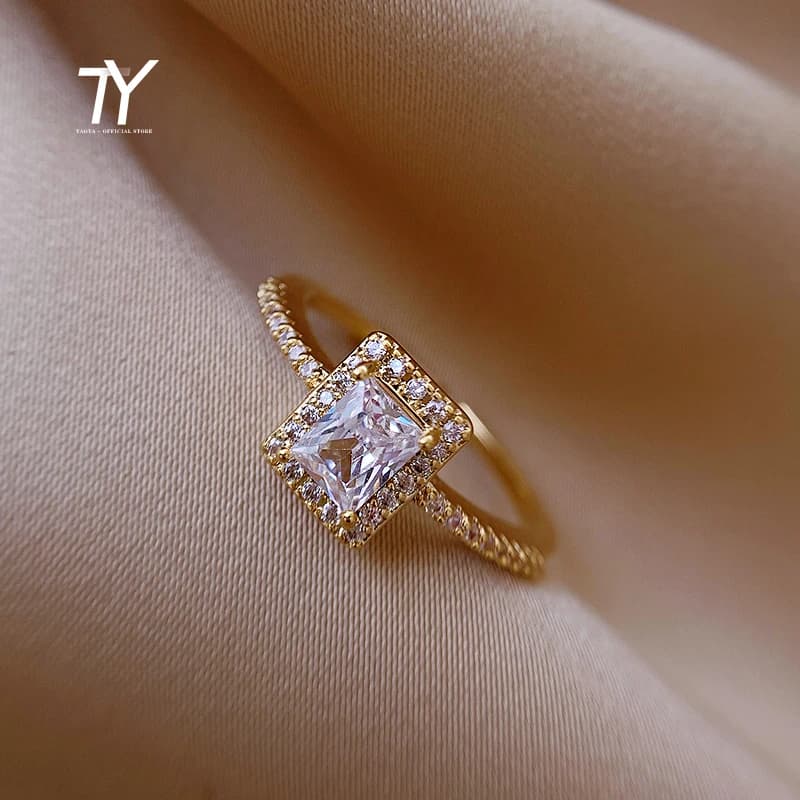 Bague Ouverte en Couleur Or Gothique pour Fête de Mariage d'Étudiant, Zircon, Bijoux de Luxe, Femme, 2021