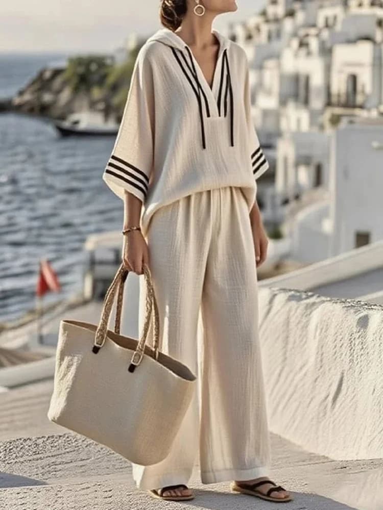 Ensembles deux pièces patchwork sexy pour femmes, hauts élégants à capuche et pantalons longs à taille élastique, tenues décontractées été 2026