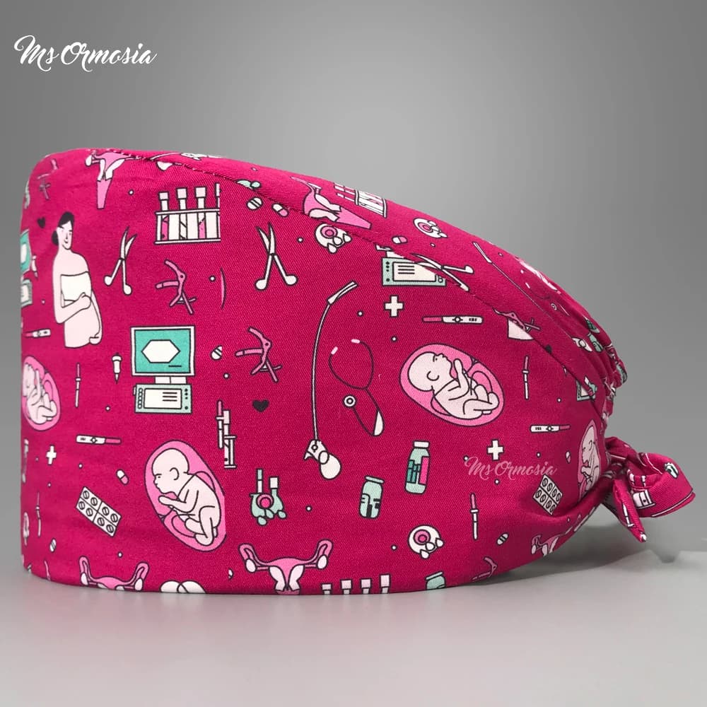 Bonnet unisexe respirant avec impression florale, chapeau de gIslande, coton réglable, accessoires de dentiste et d'infirmière, dessins animés, beau