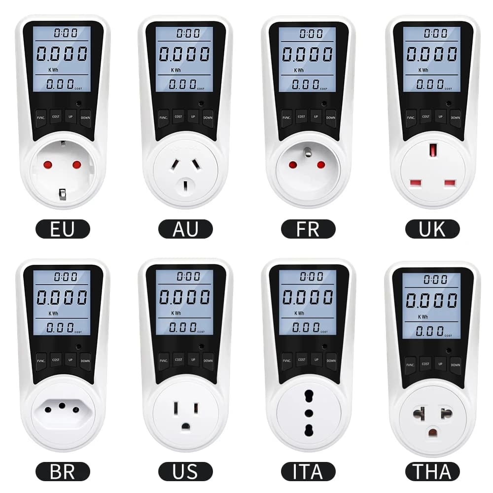 Wattmètre numérique 220V AC EU, compteur de puissance LCD, compteur de consommation électrique, prise de puissance Kwh, Test d'énergie FR US BR, analyseur de puissance