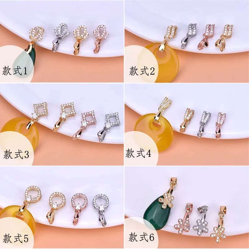 Boucle à clip en argent regardé S925, divers styles disponibles, boucle pendentif géométrique, boucle ardillon en cristal diversifiée, accessoires de bijoux de bricolage