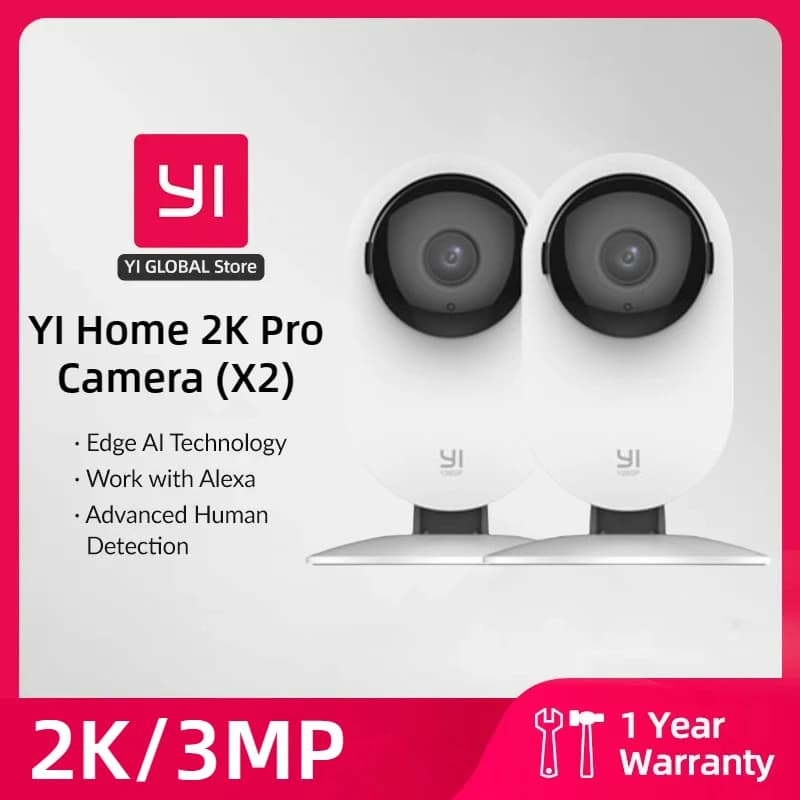 YI Pro 2K Wifi caméra domestique 2/4 pièces Kit 3MP avec Vision nocturne Protection de sécurité IP alimenté par AI détection humaine/son