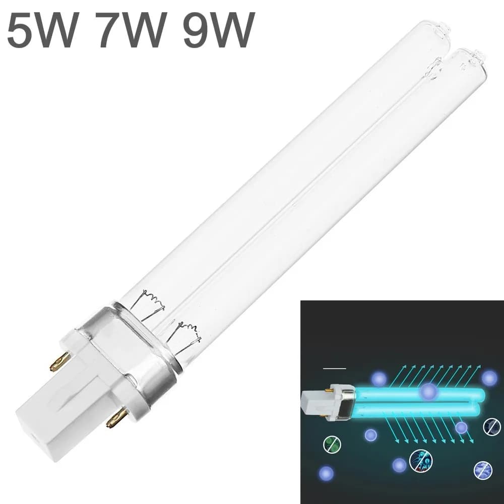 G23/2G7 UVC lampe 253.7nm 254nm eau purification de l'air 5W 7W 9W UVC H forme Tube