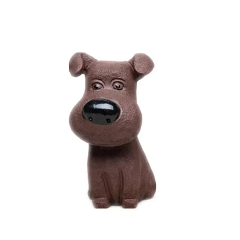 Yixing fait à la main violet argile thé animal de compagnie chanceux chien Statue ornements Sculpture thé Figurine bureau artisanat maison service à thé décoration