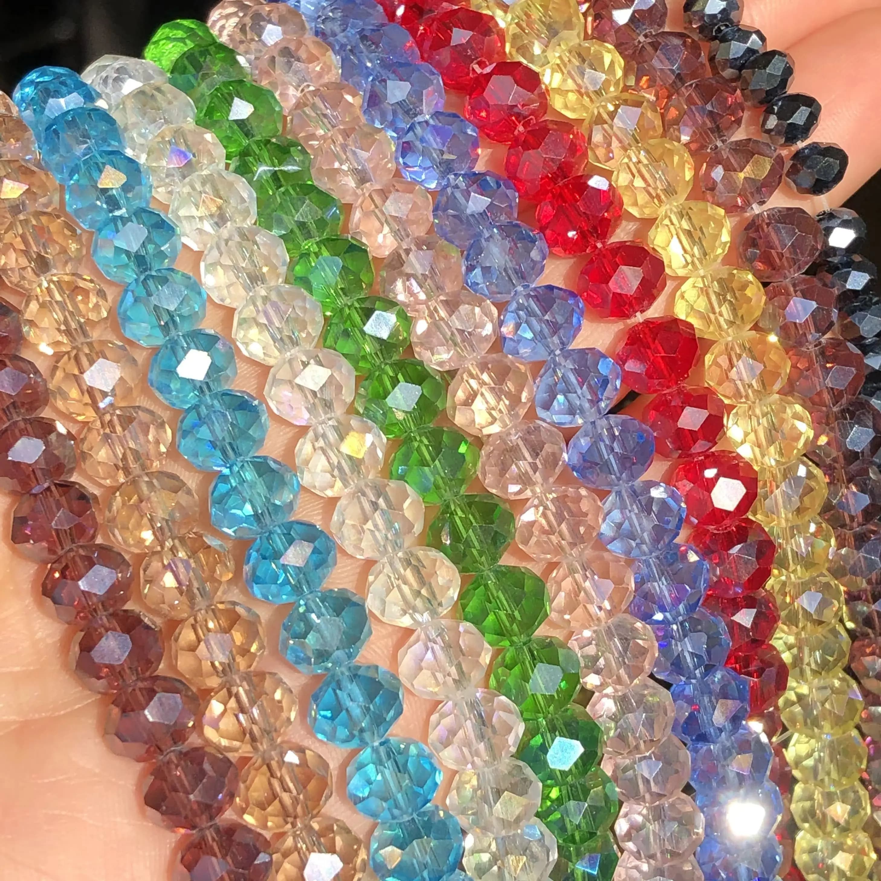Perles de cristal à facettes autrichiennes 3/4/6/8mm, perles de verre Rondelle, perles d'espacement amples pour la fabrication de bijoux, accessoires de Bracelet à faire soi-même