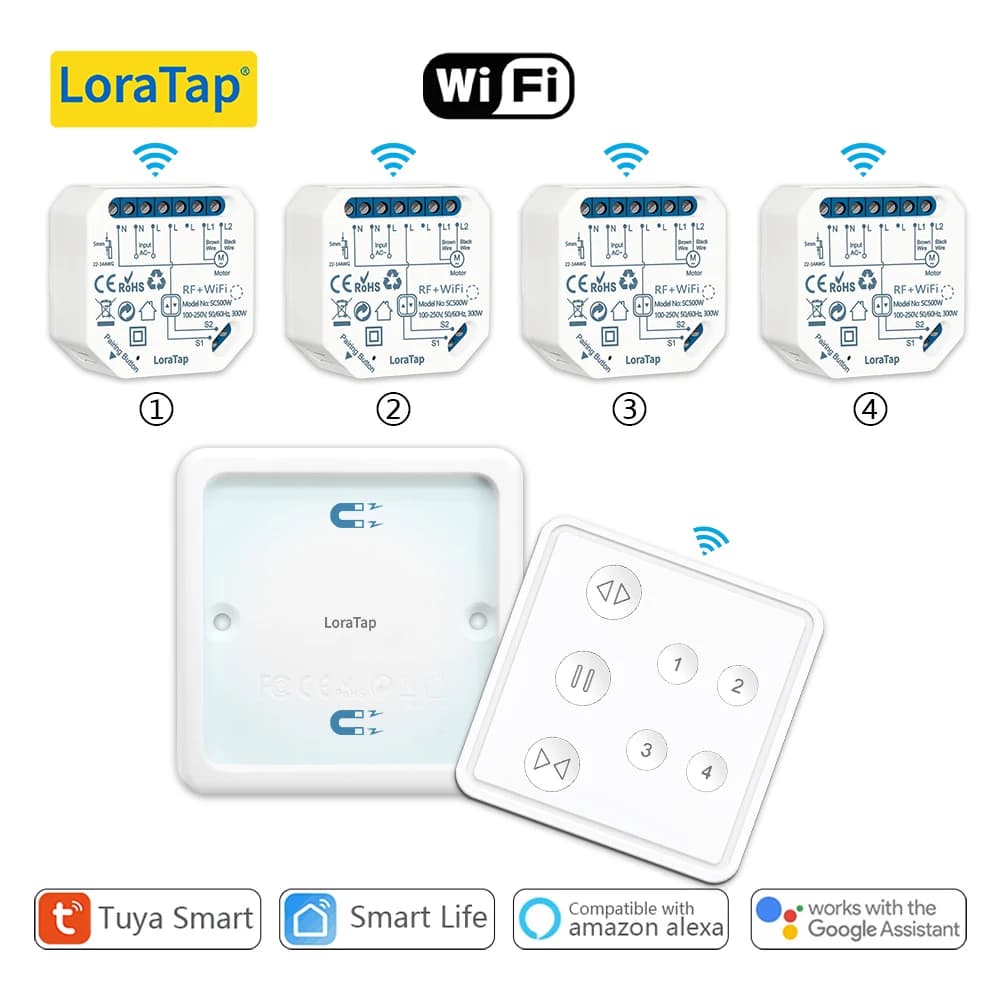 Tuya – Module de relais WiFi intelligent pour rideaux, commutateur sans fil ue, 4 canaux jusqu'à 30m