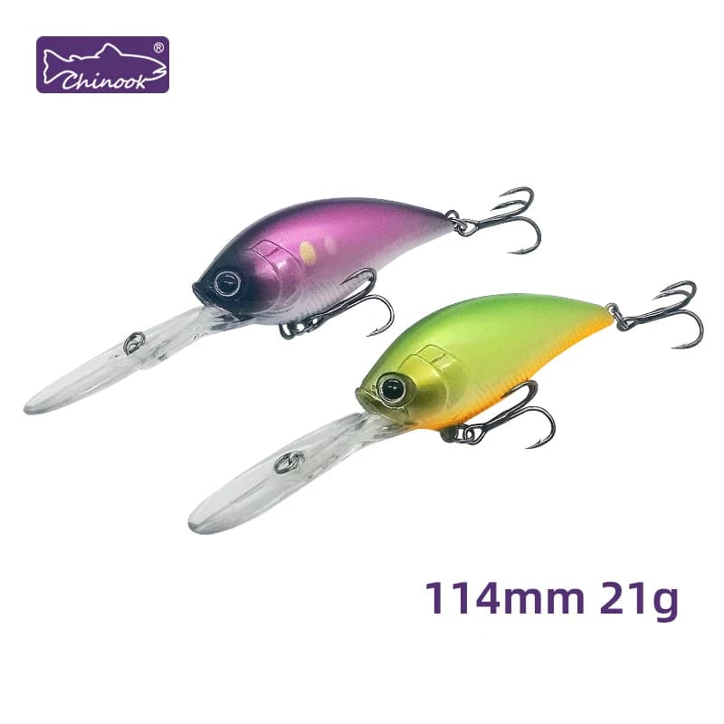 Chinook leurre à manivelle peu profond 114MM 21G appât dur plongeur hochet pour la pêche au mal de bar profondeur moyenne 0.3-1.5m Swimbait